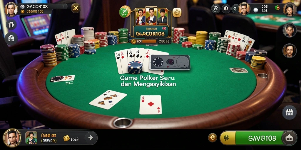 Tampilan utama GACOR108 menunjukkan gameplay Poker yang seru dan menarik.