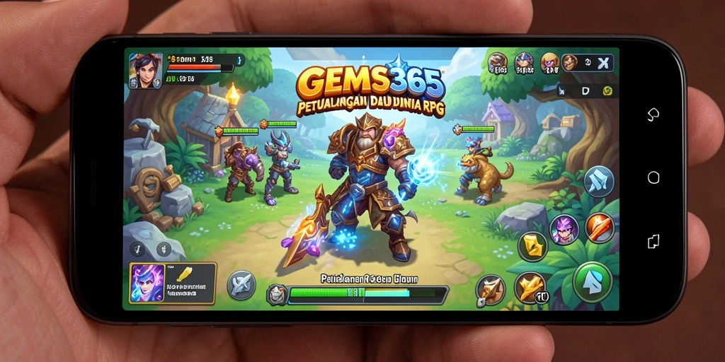 Tangkapan layar menampilkan aksi mendebarkan dalam permainan RPG GEMS365.