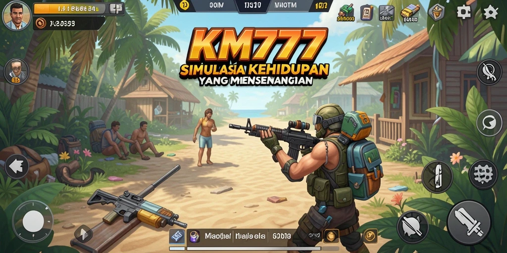 Tampilan gameplay KM777 dengan simulasi kehidupan yang realistis.
