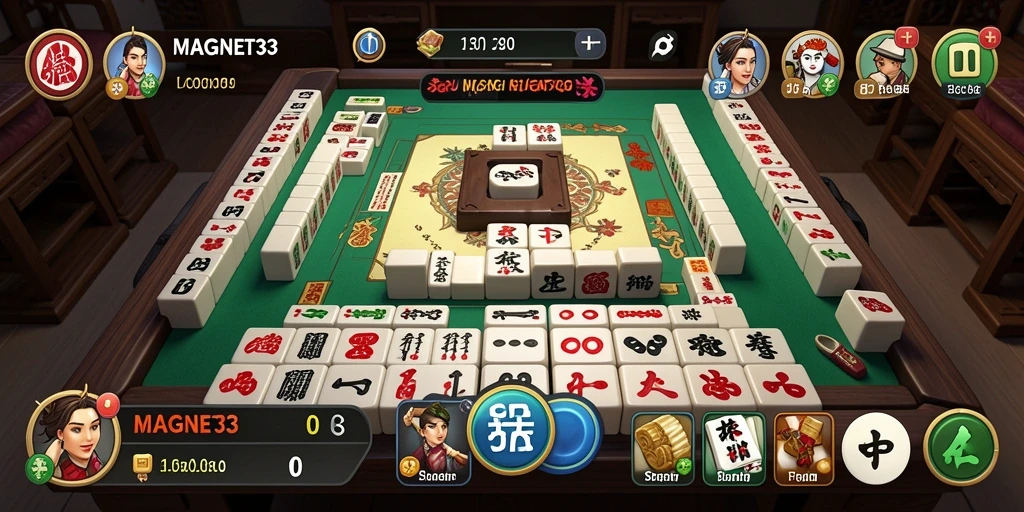 Tampilan gameplay MAGNET33 yang menarik dengan desain ubin Mahjong.