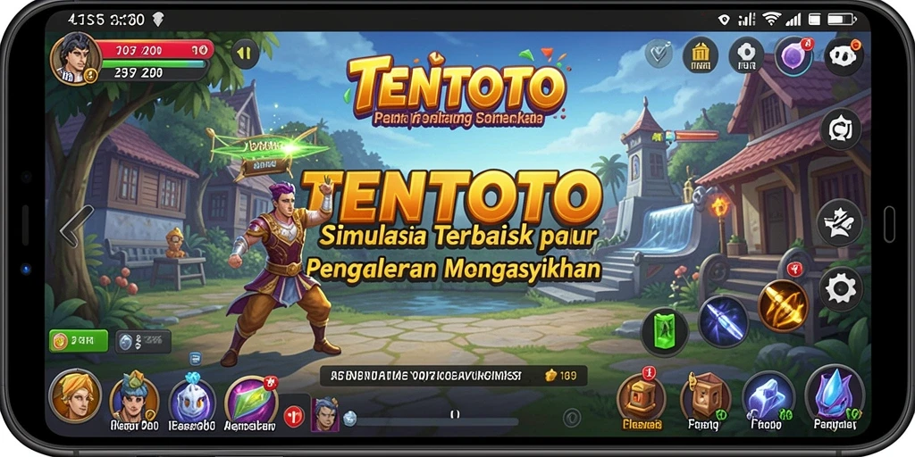 Screenshot utama TENTOTO menunjukkan gameplay simulasi yang menarik dan realistis.