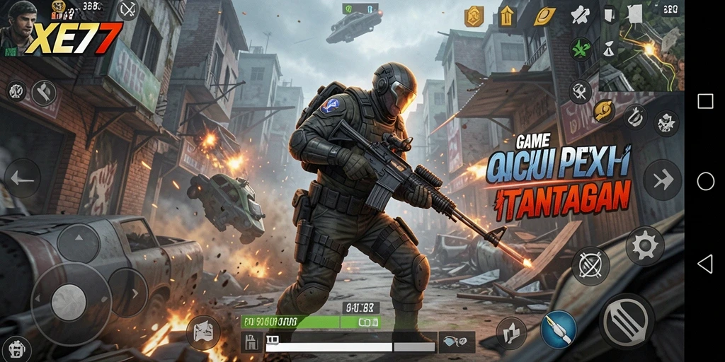 Tampilan gameplay XE77 yang mendebarkan dan penuh aksi.